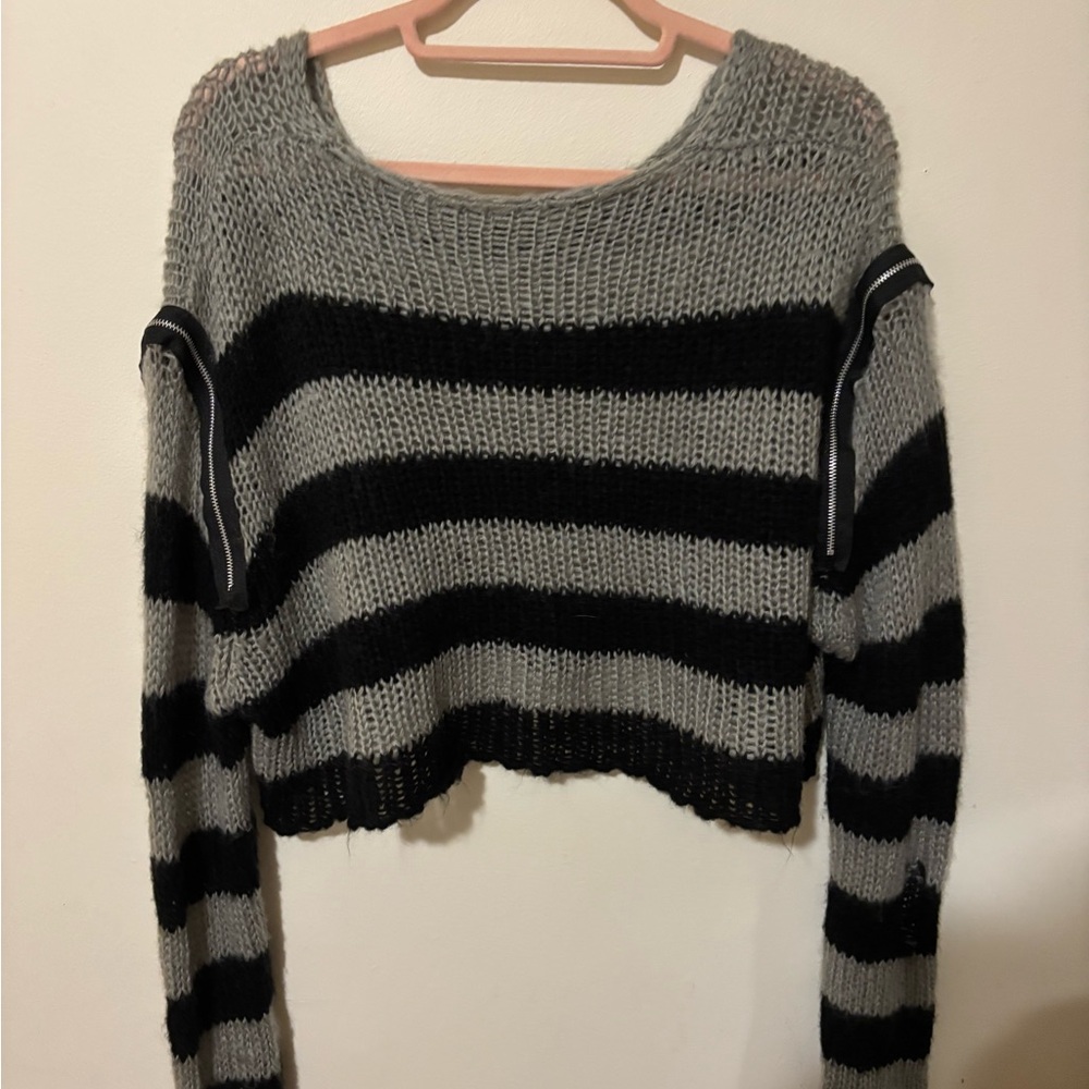 SHEIN Black and Gray Striped Sweater